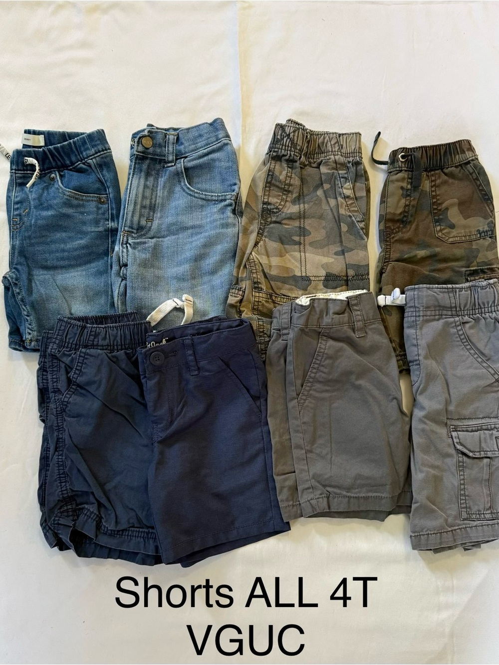 Assorted Kids 4T Shorts - Blue, Camouflage, Gray, Navy